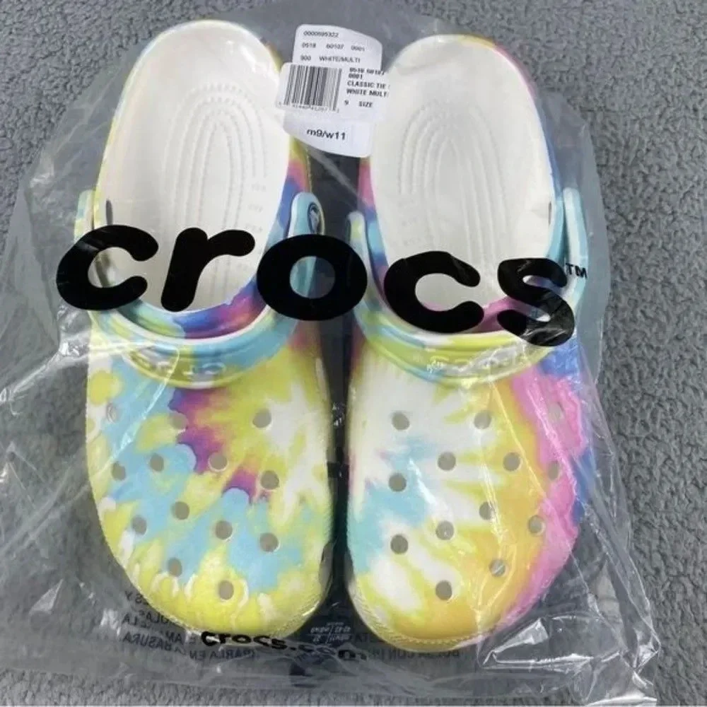 Crocs classic tie-dyed Clogs Graphic Unisex Womens 11 Mens 9‎ White Multi NEW